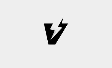  Letter V Bolt Logo Vector Design Icon Illustration