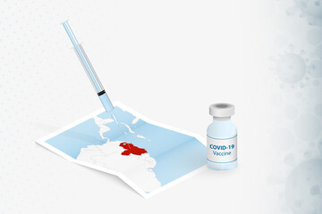 Venezuela Vaccination, Injection with COVID-19 vaccine in Map of Venezuela.