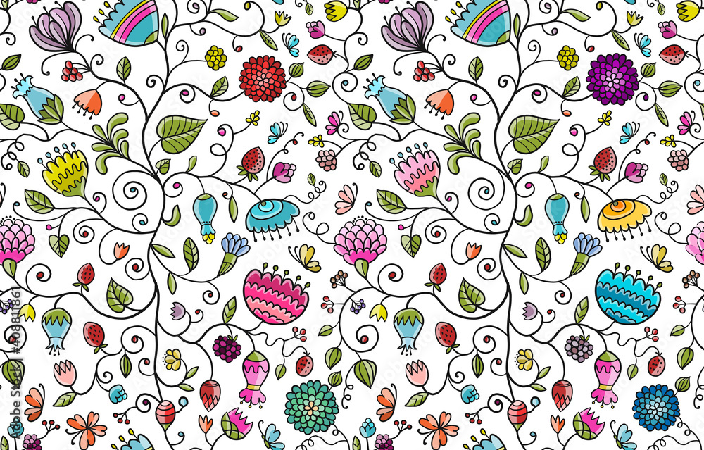 Poster magic garden background. seamless pattern for your design