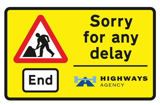 End of road works and any temporary restrictions including speed limits sign