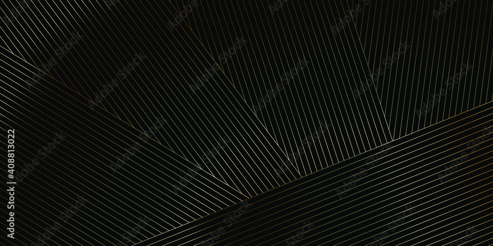 Poster abstract black background with gold diagonal lines. modern abstract vector texture