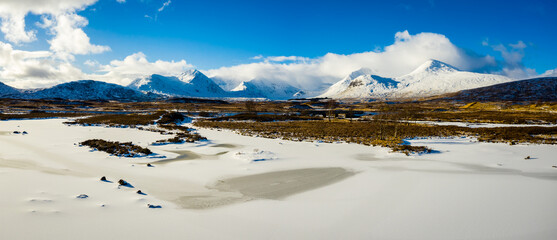 A view of Lochan na h-Achlaise on rannoch moor in the argyll region of the highlands of Scotland during a winter day near glen coe © Andy Morehouse
