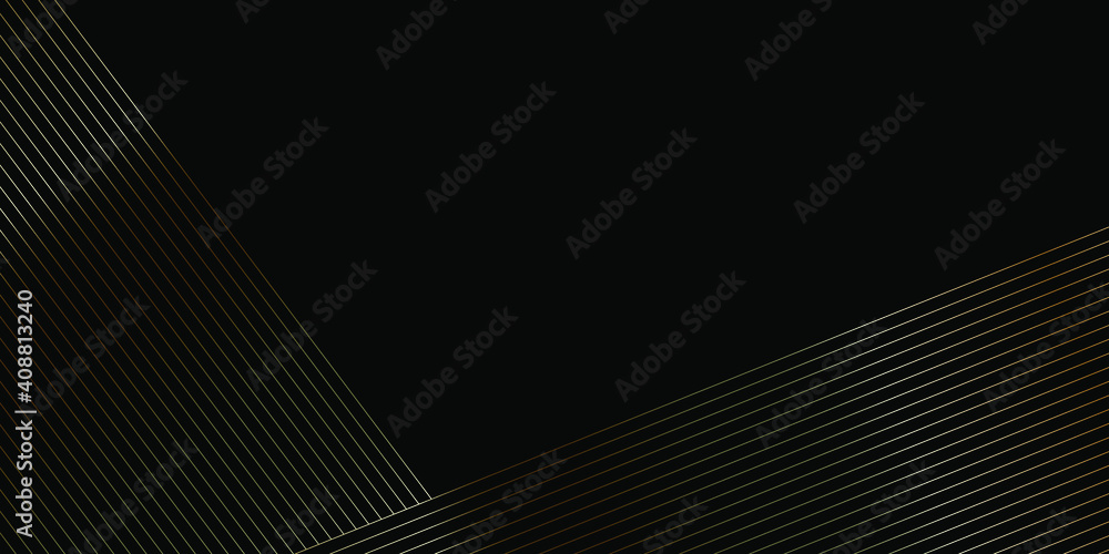 Poster abstract black background with gold diagonal lines. modern abstract vector texture