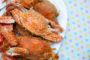 Steamed crab in plate