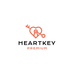 Heart Key logo vector icon