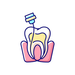Endodontics RGB color icon. Journal of endodontics. Instruments for dental treatment. Professional stomatology poccupation. osmetic dentistry. Dental surgery. Isolated vector chalkboard illustration