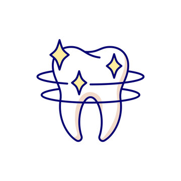 Teeth cleaning RGB color icon. Tooth recovery stomatology technics..Professional dental care. Instruments for dental treatment. Snow-white smile. Cosmetic dentistry. Isolated vector illustration