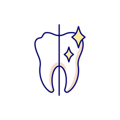 Cosmetic dentistry RGB color icon. Professional dental care. Dental surgery. Tooth recovery stomatology technics. Dental equipment. Snow white smile. Dental practice. Isolated vector illustration