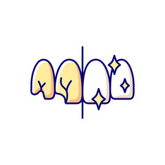 Tooth restoration RGB color icon. Dental procedures. Tooth recovery stomatology technics. Professional oral care. Instruments for dental treatment. Cosmetic dentistry. Isolated vector illustration