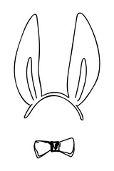 Easter mask with rabbit ears isolated on white background. Headdress, cute headband, costume isolated element for the celebration of Easter. Vector Illustration for poster, banner or invitation cards