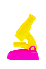 Children's toy microscope on a white background isolated