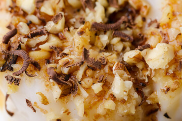 panna cotta with sauce and nuts