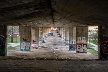 under the bridge in Warsaw 