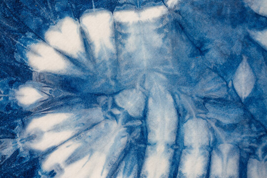 Indigo blue tie dye pattern abstract background.