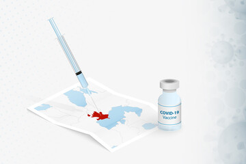 Azerbaijan Vaccination, Injection with COVID-19 vaccine in Map of Azerbaijan.