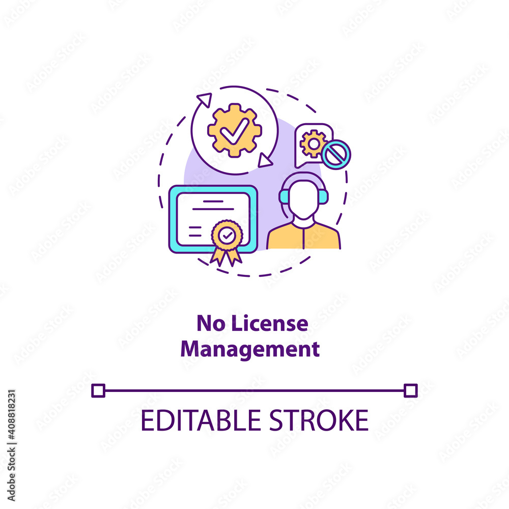 Poster no license management concept icon. software as service benefit idea thin line illustration. cloud s