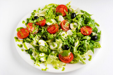 fresh salad with mozzarella and olives