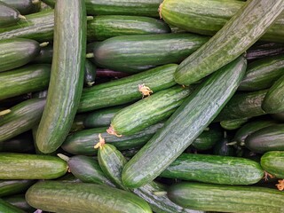 lot of cucumber in the market closeup photo