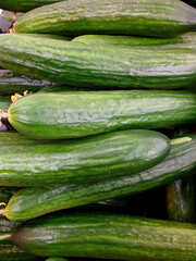 lot of cucumber in the market closeup photo