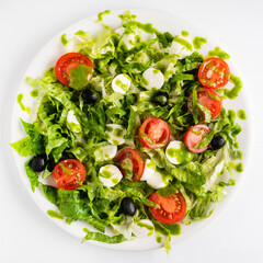 fresh salad with mozzarella and olives
