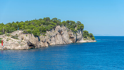 Beautiful rocky island in the blue sea.