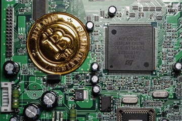 Finances argent bitcoin piece jeton valeur echange cryptomonnaie informatique PC hacker