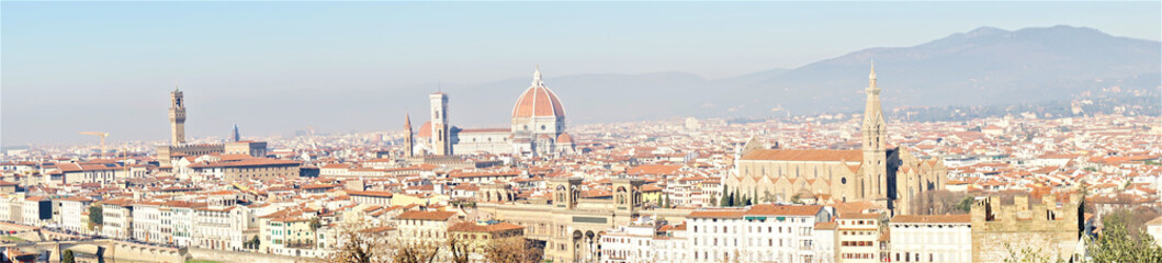 Fototapeta na wymiar Panoramic view from Michelangelo Square or Piazzale Michelangelo - ミケランジェロ広場 から フィレンツェの眺め イタリア
