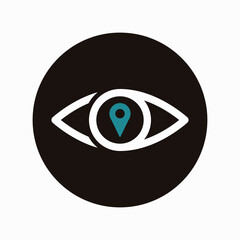 Obraz premium Eye line with location icon design vector illustration