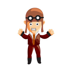 pilot character illustration use helmet headphones and glasses Set