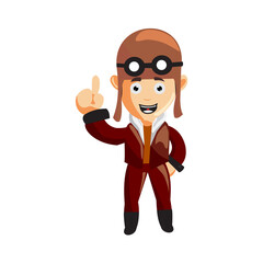 pilot character Hand thumb up illustration use helmet headphones and glasses Set