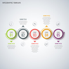 Info graphic with round indicators in color design template