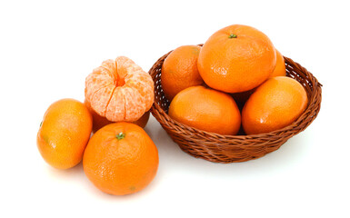 orange mandarines heap in basket