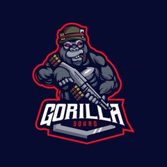 Gorilla cartoon mascot logo design vector