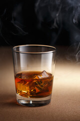 Glass of whiskey and smoke