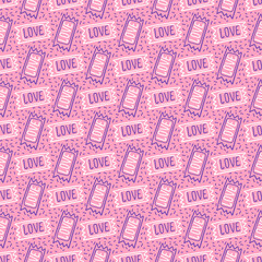 Valentines Day doodle Seamless pattern of hand drawn elements with heart shape for girls and boys textile, wallpaper, Greeting card