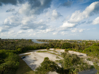 Fototapeta na wymiar Aerial photograh of Hershel King Park at Flagler Florida during the afternoon