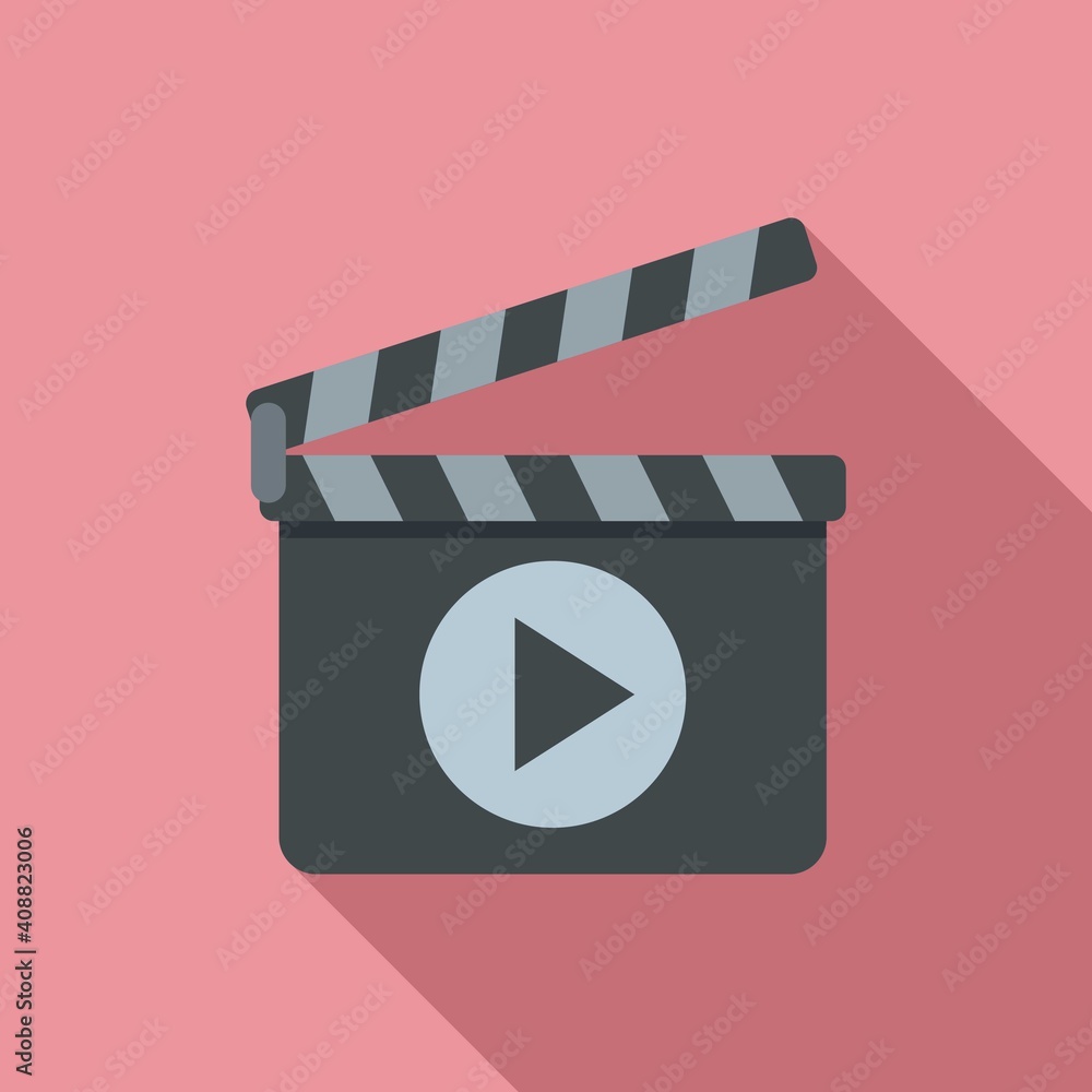 Poster camera clapper icon. flat illustration of camera clapper vector icon for web design