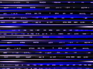 Blue thin lines with white blured circles on a black background