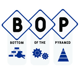 BOP - Bottom of the Pyramid  acronym. business concept background.  vector illustration concept with keywords and icons. lettering illustration with icons for web banner, flyer, landing page