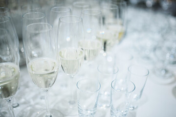 closeup of glasses with champagne