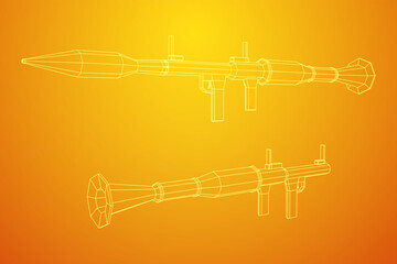 Anti-tank rocket propelled grenade launcher - RPG 7. Wireframe low poly mesh vector illustration.