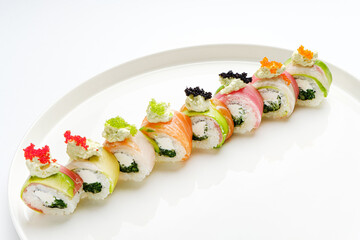 sushi set on the white plate
