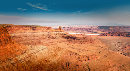 Panoramic overlook , Dead Horse Point State Park with pot ash pools in the background