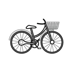 Bicycle vector image on a white background. A vehicle for travel and recreation. Schematic picture of a bicycle. Bicycle sketch for tattoo or print.
