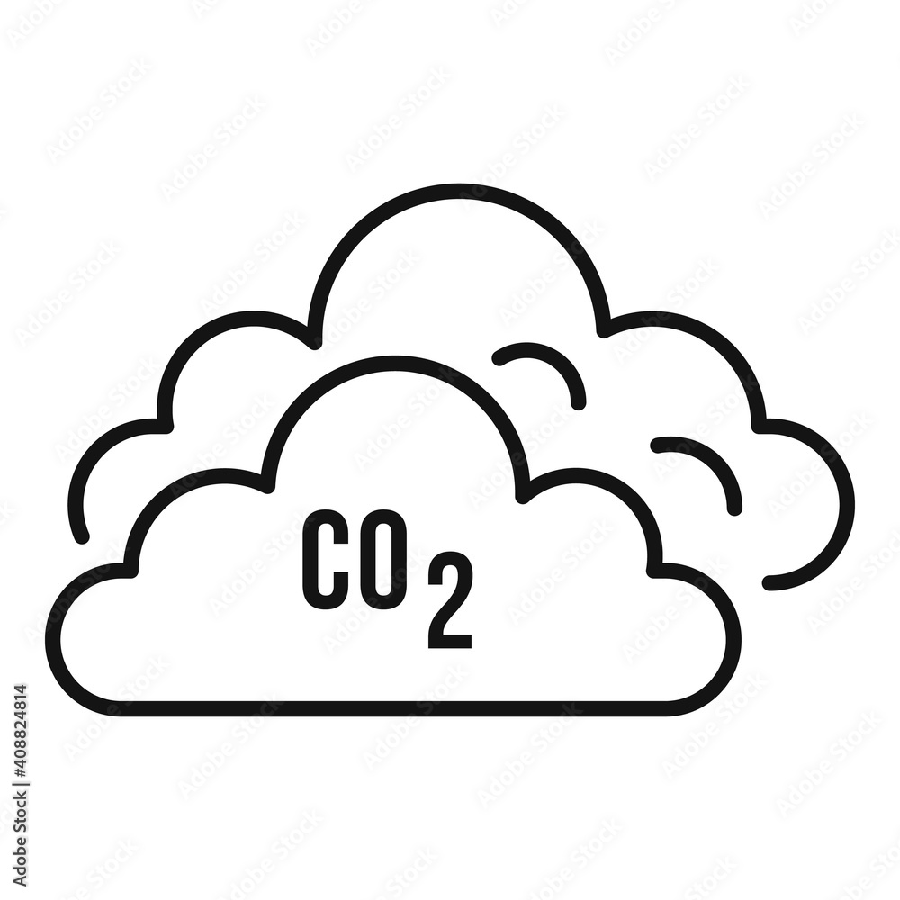 Aufkleber co2 clouds icon. outline co2 clouds vector icon for web design isolated on white background