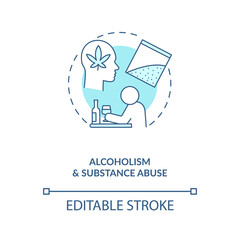 Alcoholism and substance abuse turquoise concept icon. Drug addiction. Bad habit, unhealthy lifestyle idea thin line illustration. Vector isolated outline RGB color drawing. Editable stroke