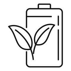Eco battery icon. Outline eco battery vector icon for web design isolated on white background