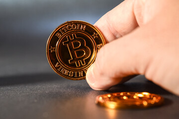 Finances argent bitcoin piece jeton valeur echange cryptomonnaie