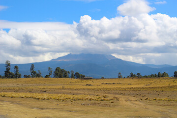 Clouds covering volcano in Mexico 