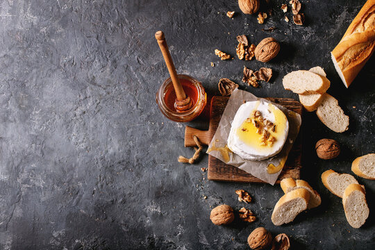 Goat cheese served with honey and walnuts